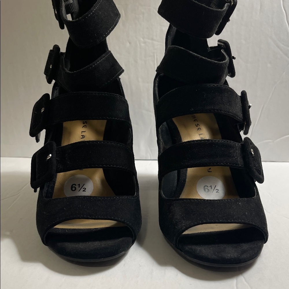 Chinese Laundry Women’s Black velvet Multi-Strap Heels size 6.5 - Picture 8 of 16